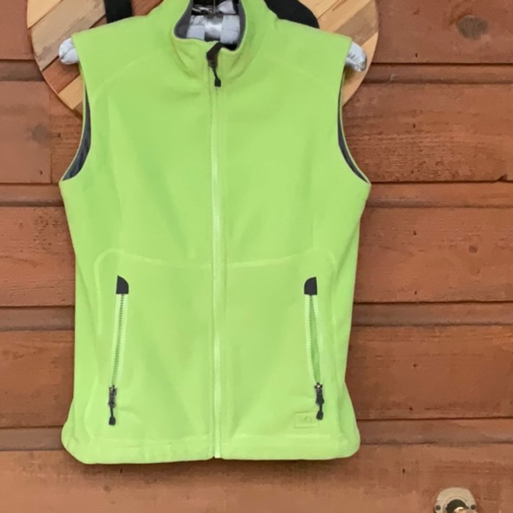 REI lime green fleece vest